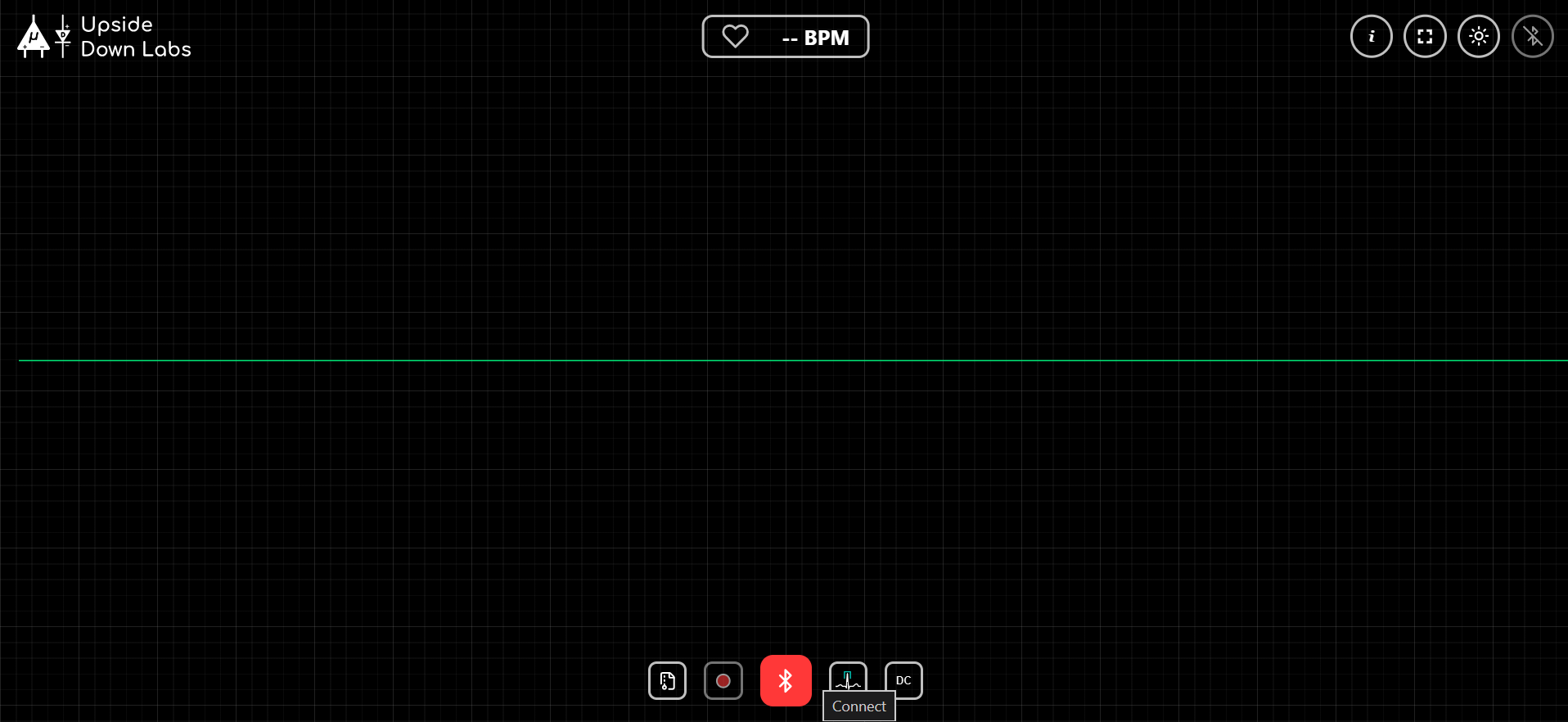 The red Connect button at the bottom center of the app, with its Connect tooltip