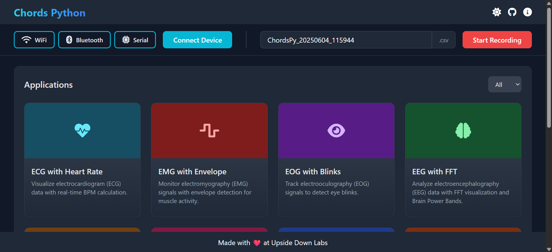 Interface in Dark Mode