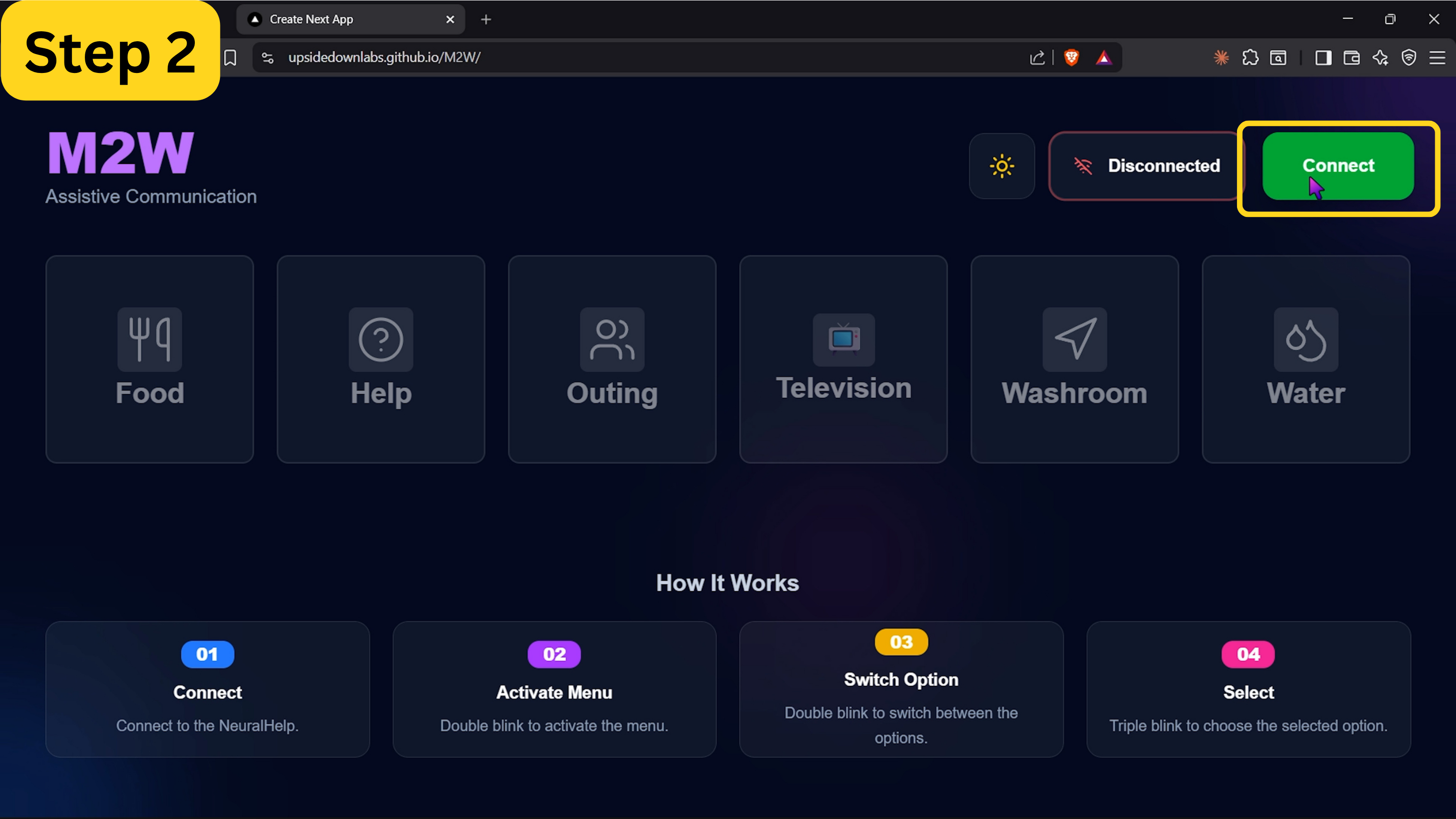 Clicking the green Connect button