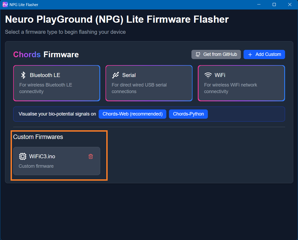 NPG Lite Flasher Custom Main Page