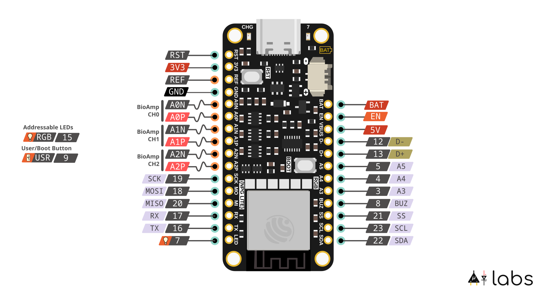 Neuro PlayGround (NPG) Lite Pinout