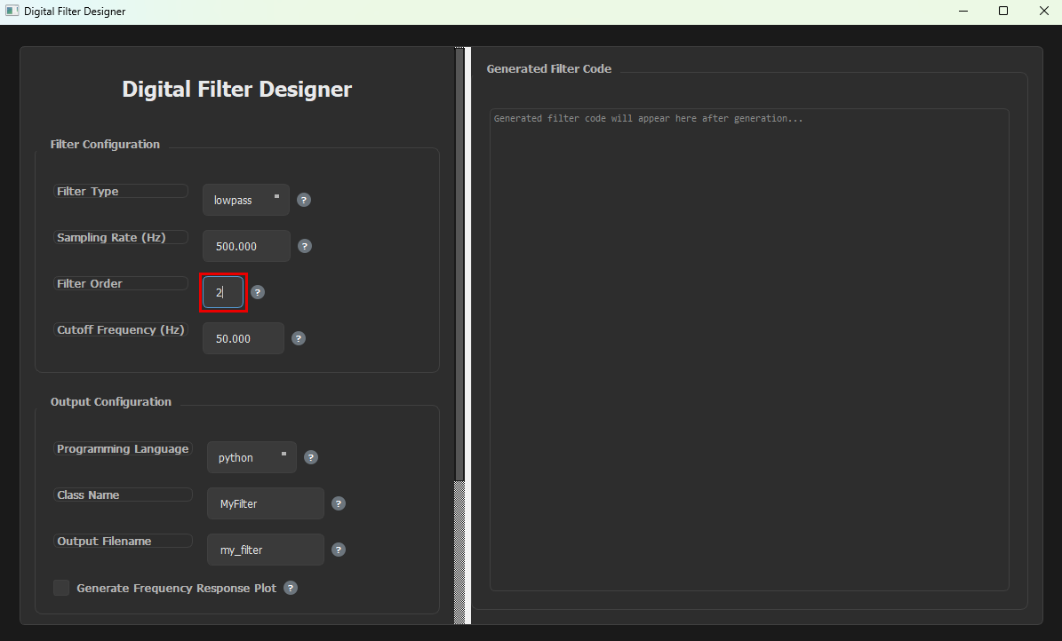 Filter Order box outlined in red