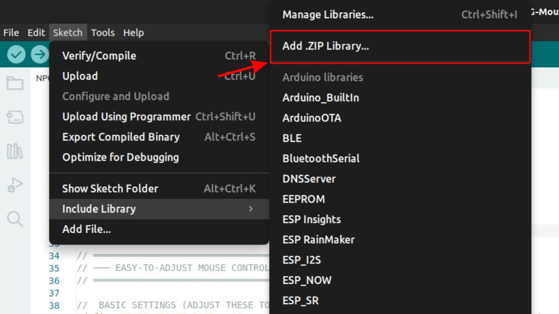 Clicking Add .ZIP Library