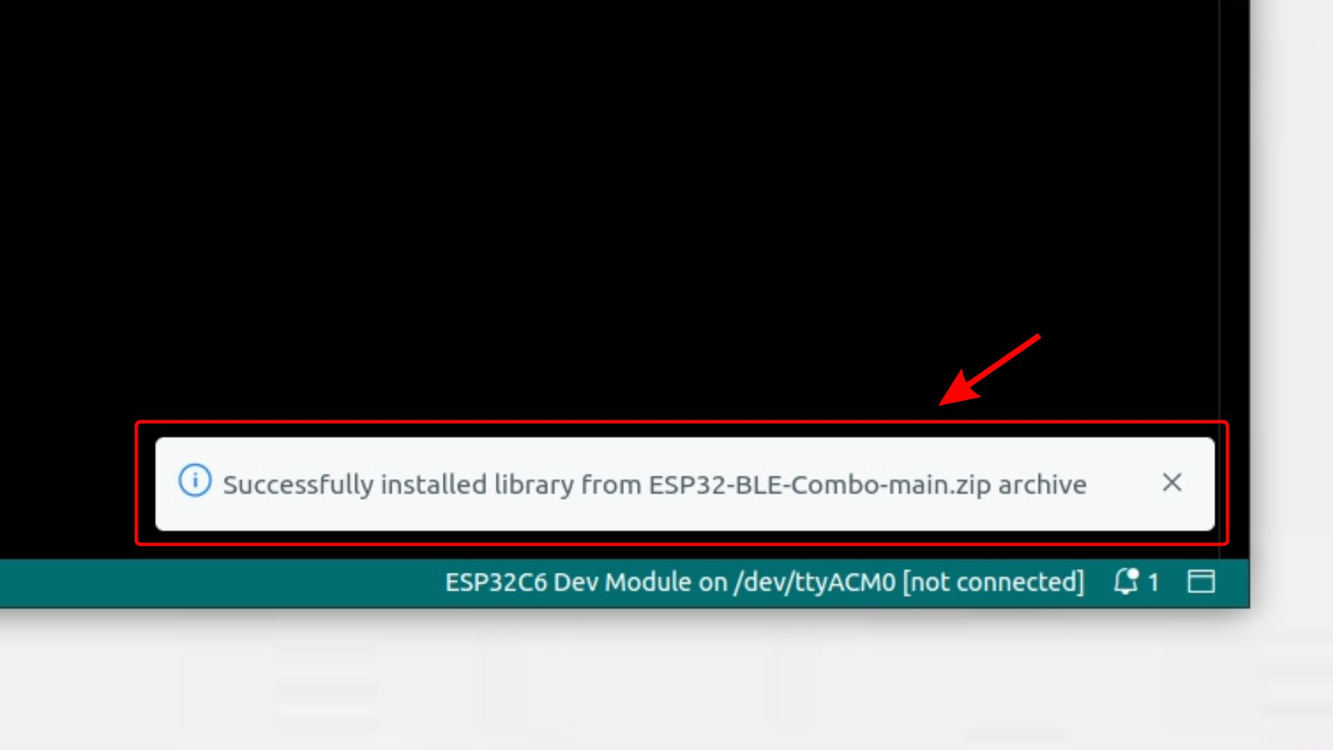 Library installed successfully message